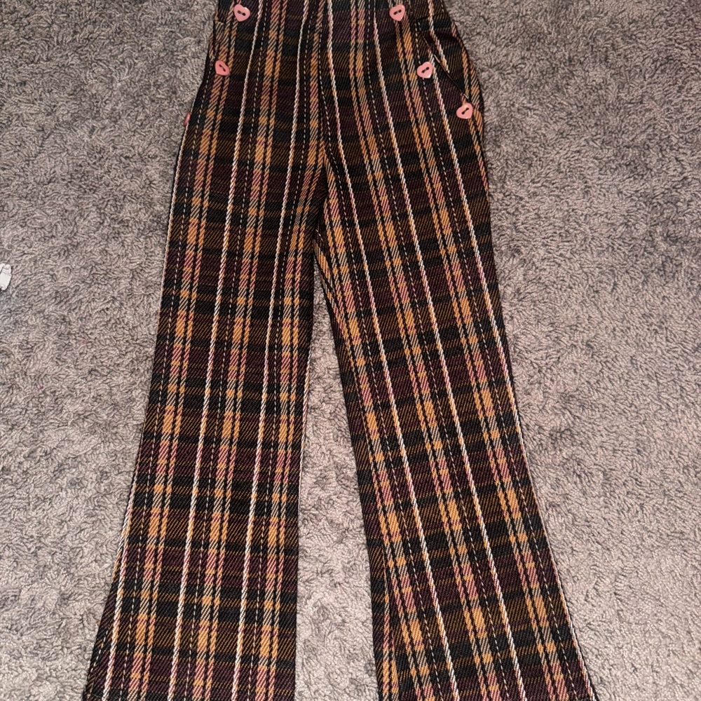 Plaid paisley checkered High-Waisted Pants flared jogger lot sizes 6 7 girls